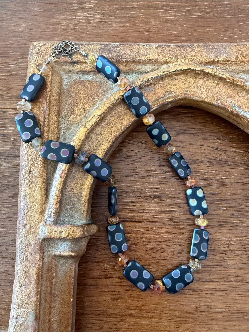 Black Polka Dot Bead Necklace - Unbranded